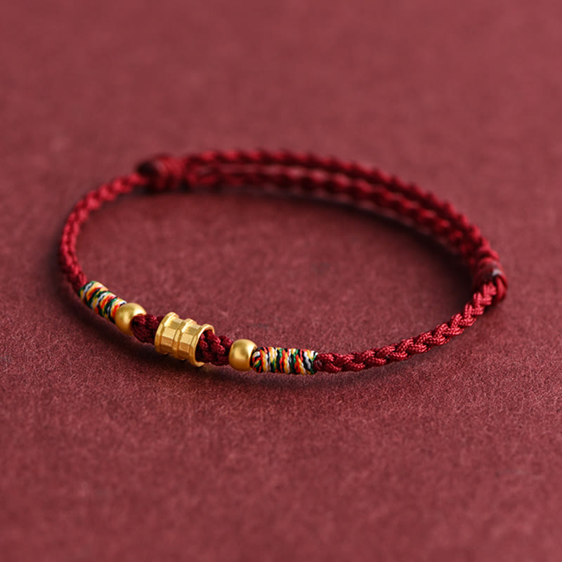 Bracelet de cheville en corde tressée fait main en forme de petit seau en or 999 Buddha Stones - image 10