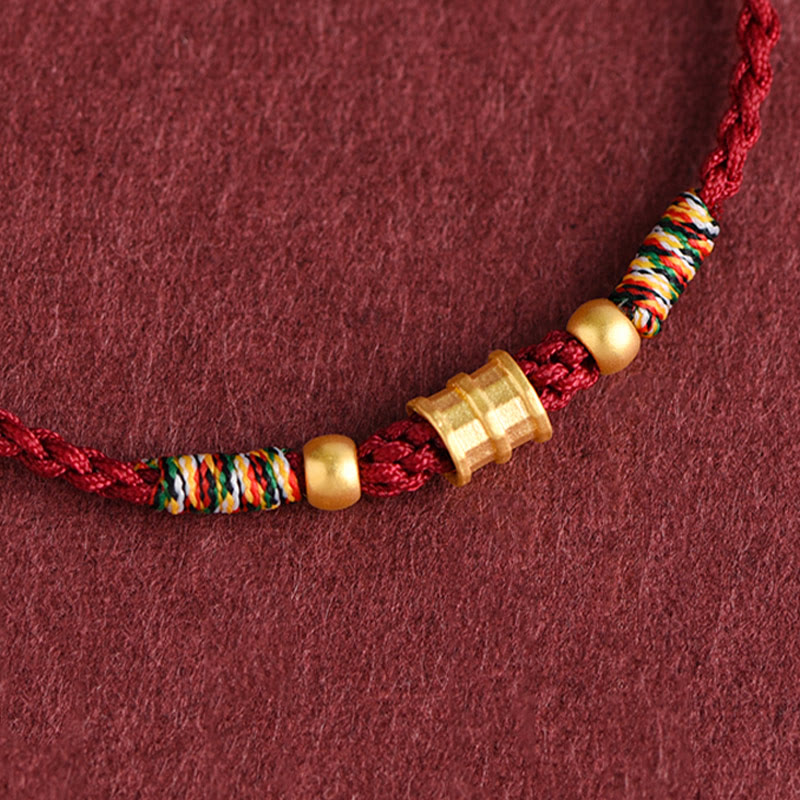 Bracelet de cheville en corde tressée fait main en forme de petit seau en or 999 Buddha Stones