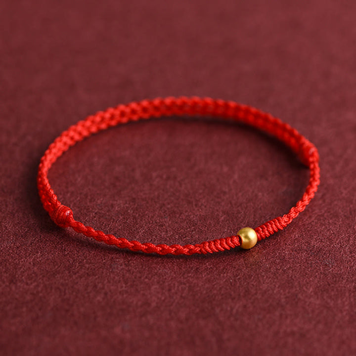 Bracelet de cheville en corde tressée faite à la main avec mini perles en or 999 de Buddha Stones - image 6