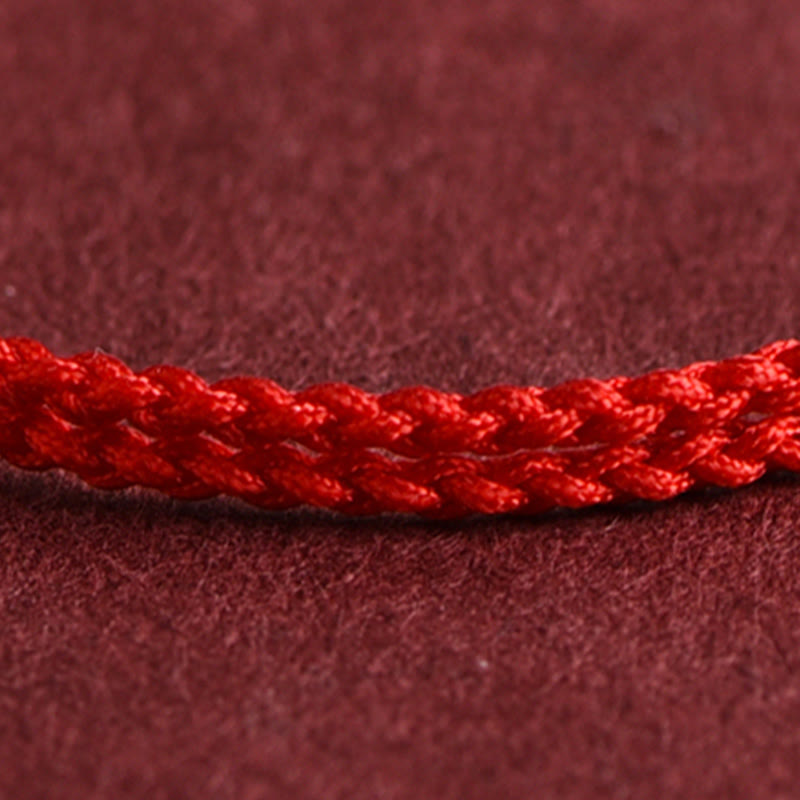 Bracelet de cheville en corde porte-bonheur fait main avec mini trois perles en or 999 de Buddha Stones - image 2