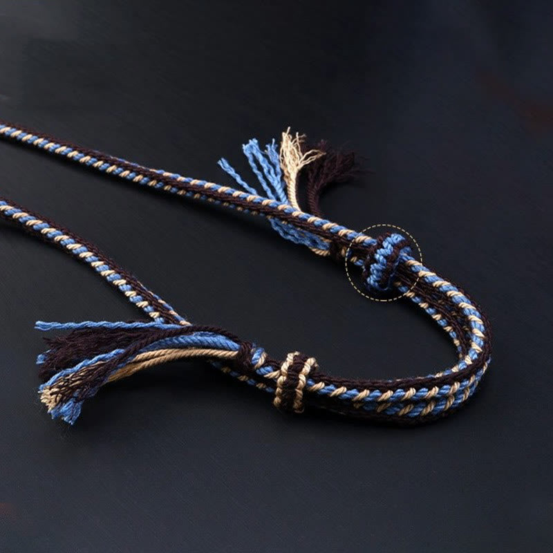 Collier pendentif en corde tressée avec Buddha Stones