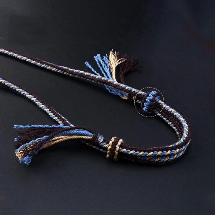 Collier pendentif en corde tressée avec Buddha Stones