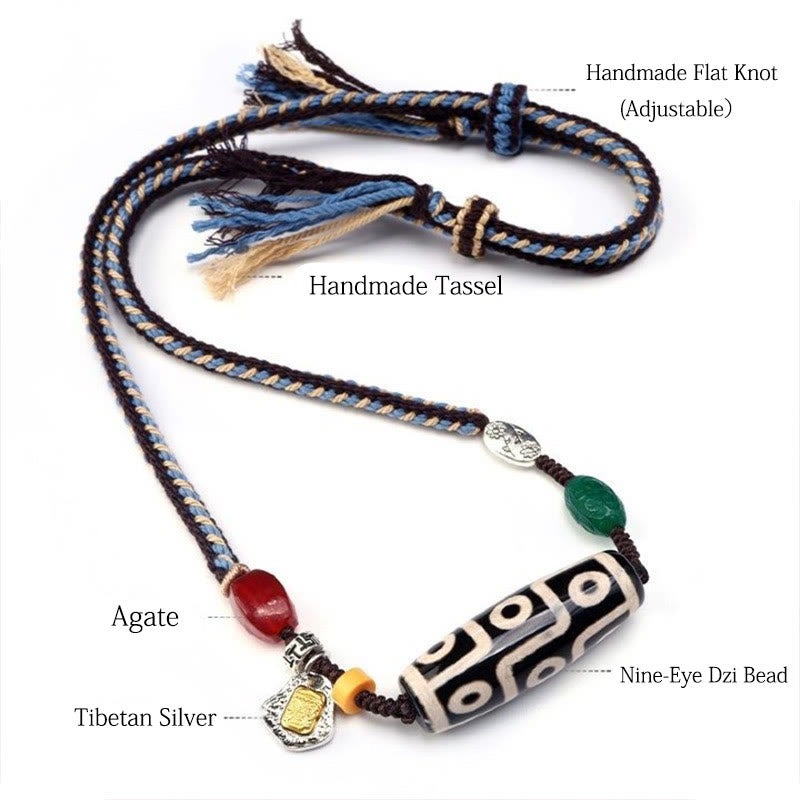 Collier pendentif en corde tressée avec Buddha Stones