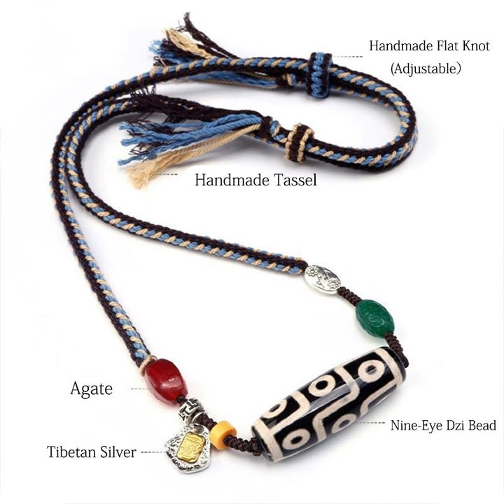 Collier pendentif en corde tressée avec Buddha Stones