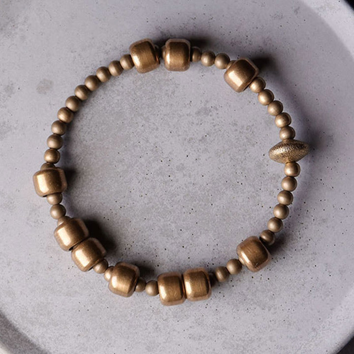 Bracelet de richesse en cuivre et laiton blanc vintage Buddha Stones