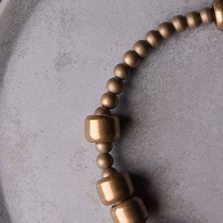 Bracelet de richesse en cuivre et laiton blanc vintage Buddha Stones
