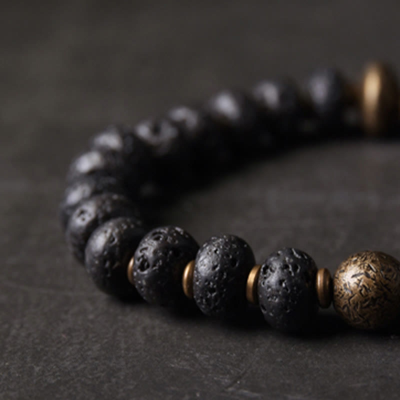 Bracelet en cuivre avec Buddha Stones absorbant l'énergie négative