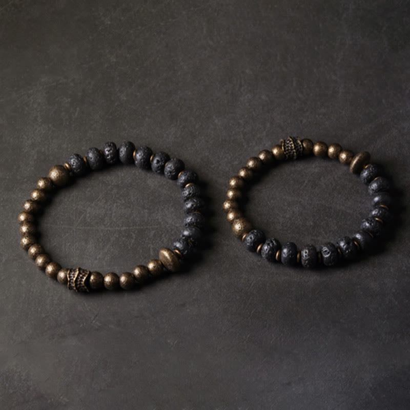 Bracelet en cuivre avec Buddha Stones absorbant l'énergie négative