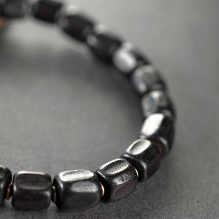 Bracelet de guérison multicouche en cuivre avec perles en bois d'ébène tibétain vintage Buddha Stones Peace