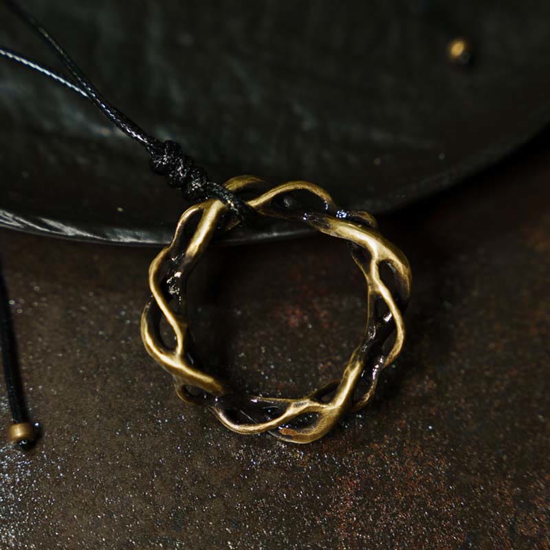Collier pendentif porte-bonheur fait main en cuivre et laiton avec Buddha Stones