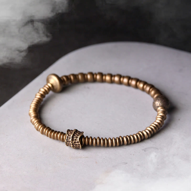 Bracelet en laiton Buddha Stones et équilibre en cuivre