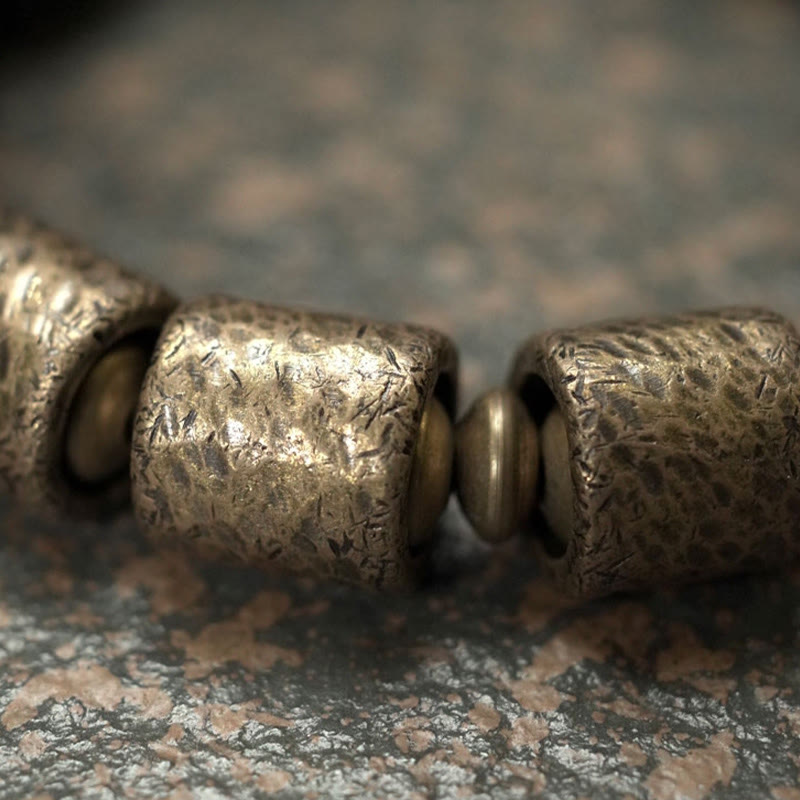 Bracelet de perles en cuivre et bois d'ébène avec Buddha Stones vintage Peace