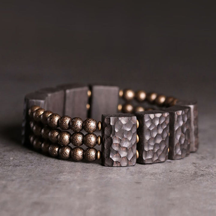 Bracelet d'équilibre en perles de cuivre et bois d'ébène avec Buddha Stones vintage - image 10