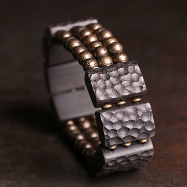 Bracelet d'équilibre en perles de cuivre et bois d'ébène avec Buddha Stones vintage - image 3