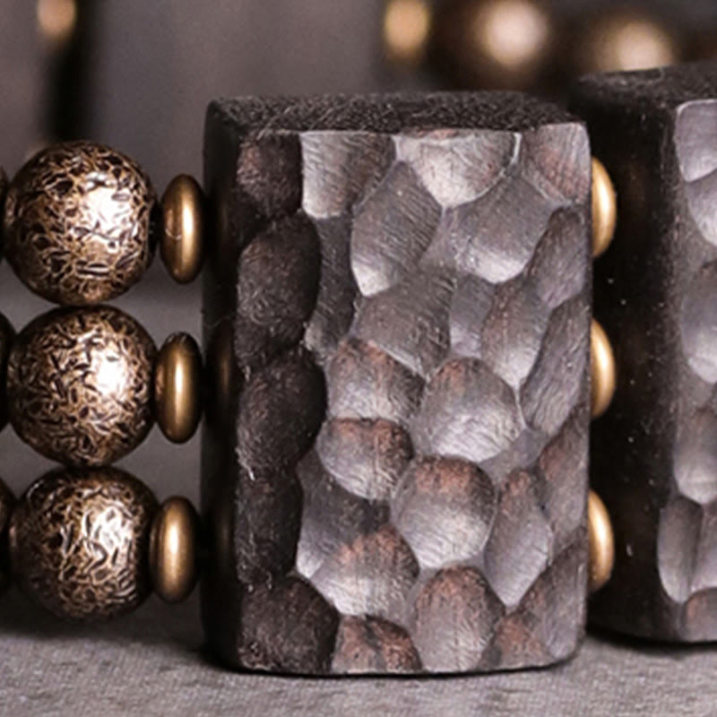 Bracelet d'équilibre en perles de cuivre et bois d'ébène avec Buddha Stones vintage - image 4