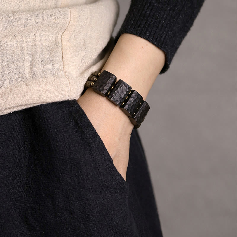 Bracelet d'équilibre en perles de cuivre et bois d'ébène avec Buddha Stones vintage - image 11