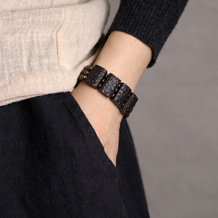Bracelet d'équilibre en perles de cuivre et bois d'ébène avec Buddha Stones vintage - image 11