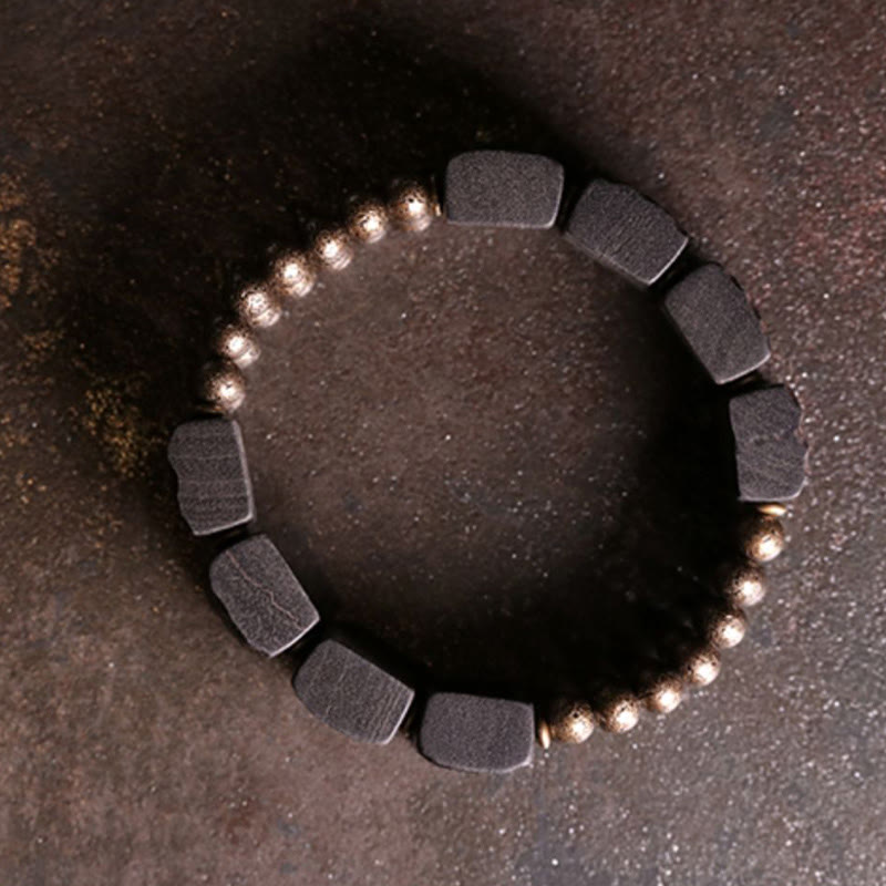 Bracelet d'équilibre en perles de cuivre et bois d'ébène avec Buddha Stones vintage - image 8