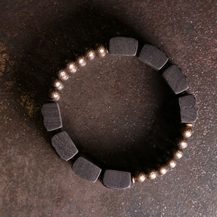Bracelet d'équilibre en perles de cuivre et bois d'ébène avec Buddha Stones vintage - image 8