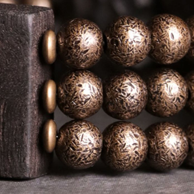 Bracelet d'équilibre en perles de cuivre et bois d'ébène avec Buddha Stones vintage - image 9