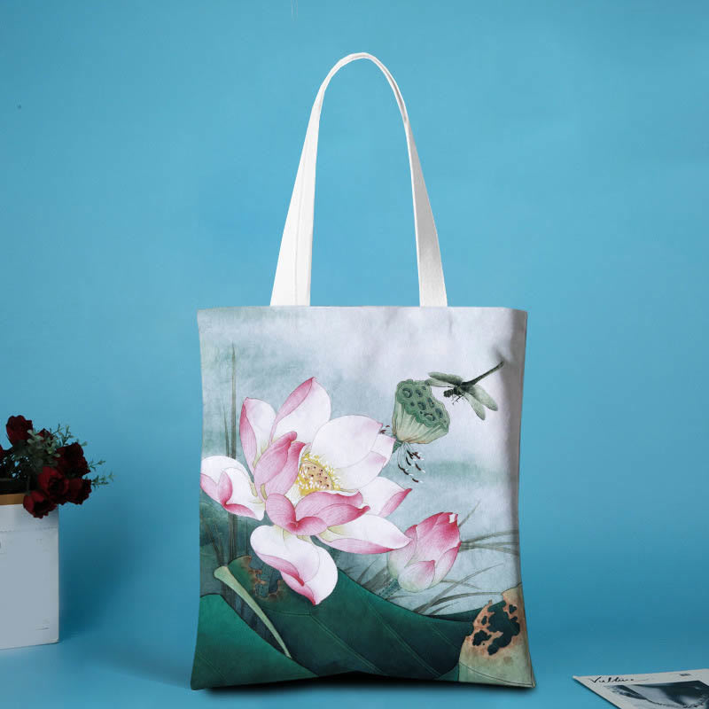 Sac à bandoulière en toile en forme de lotus Buddha Stones