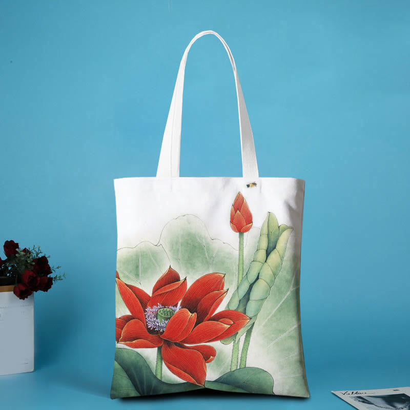 Sac à bandoulière en toile en forme de lotus Buddha Stones