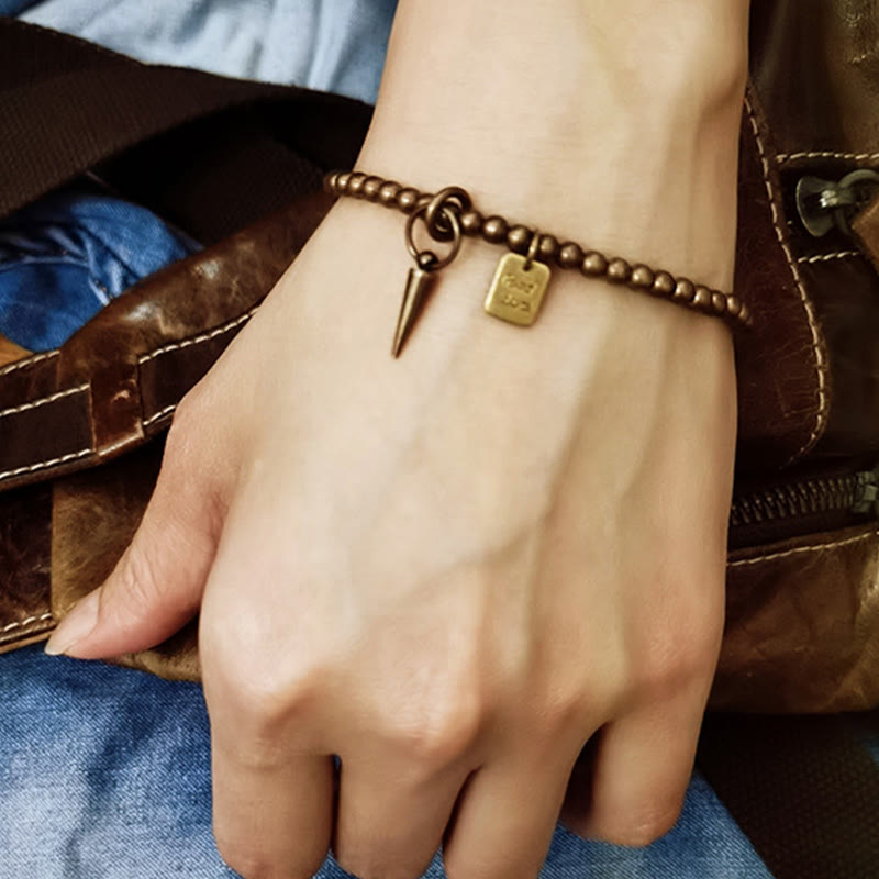 Bracelet d'équilibre de la fortune avec perles en cuivre et laiton vintage Buddha Stones - image 9