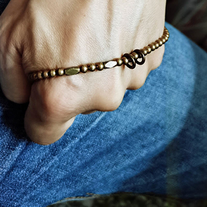Bracelet couple design perles en cuivre et laiton Buddha Stones Wealth Self Care - image 9