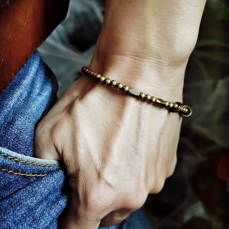 Bracelet couple design perles en cuivre et laiton Buddha Stones Wealth Self Care - image 4