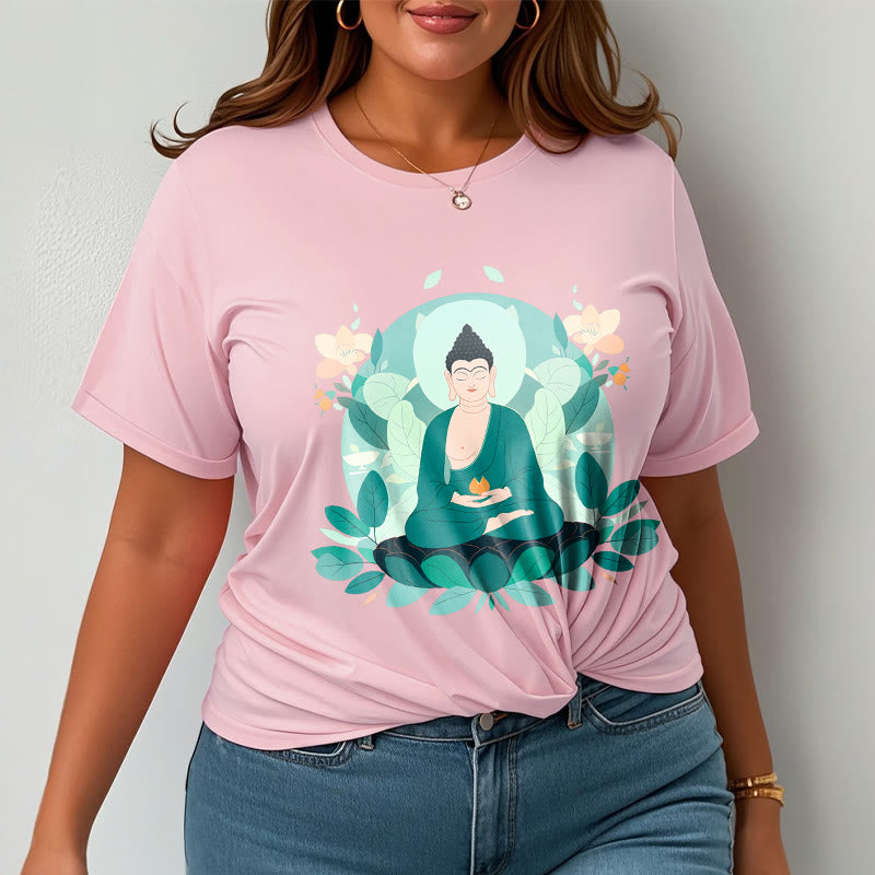 T-shirt Buddha Stones Yeux Fermés Feuille Verte Bouddha - image 15