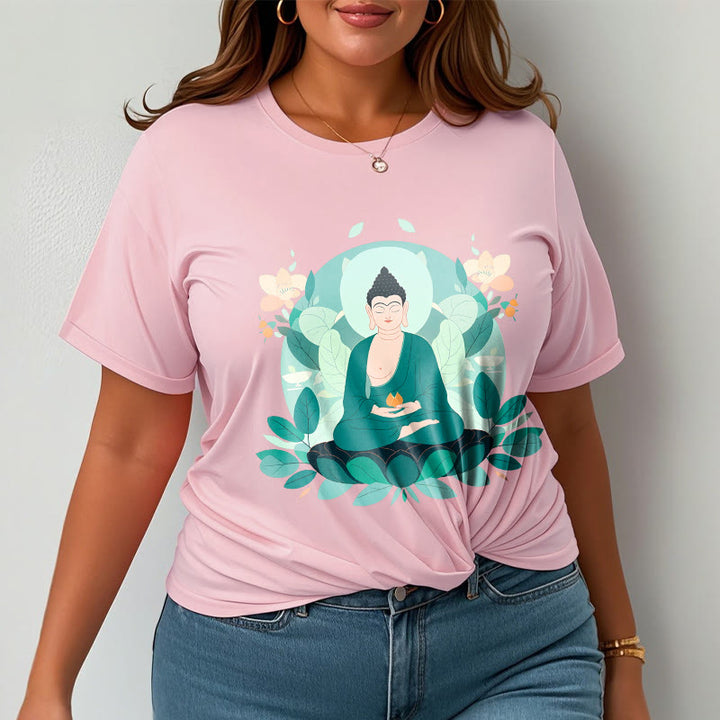T-shirt Buddha Stones Yeux Fermés Feuille Verte Bouddha - image 15