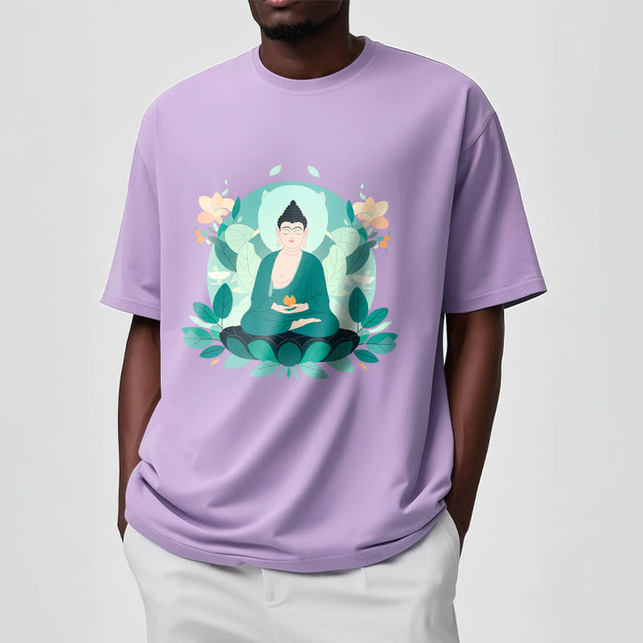 T-shirt Buddha Stones Yeux Fermés Feuille Verte Bouddha - image 17