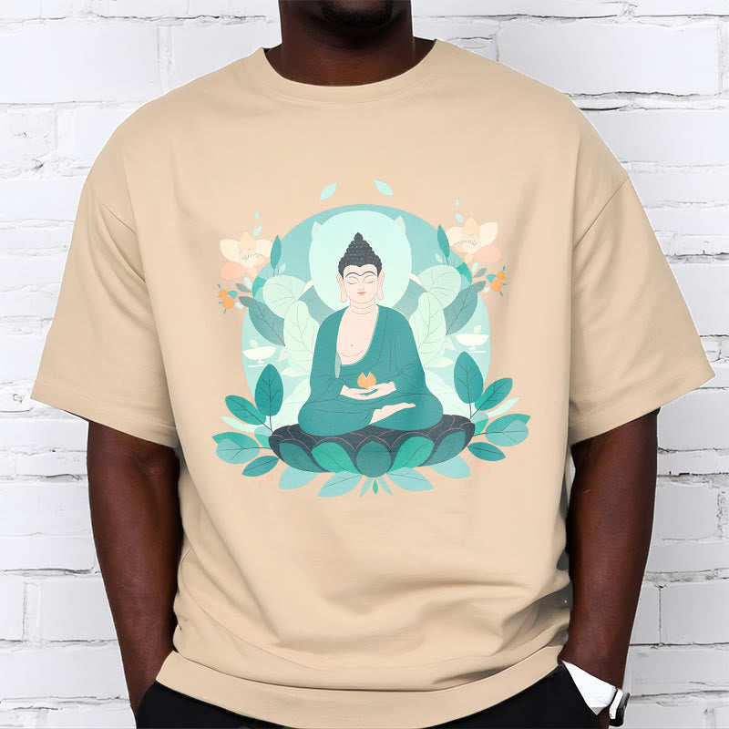T-shirt Buddha Stones Yeux Fermés Feuille Verte Bouddha - image 11