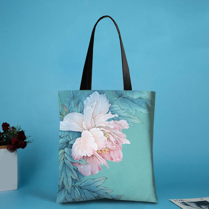Sac à bandoulière en toile fait main de grande capacité avec Buddha Stones et libellule