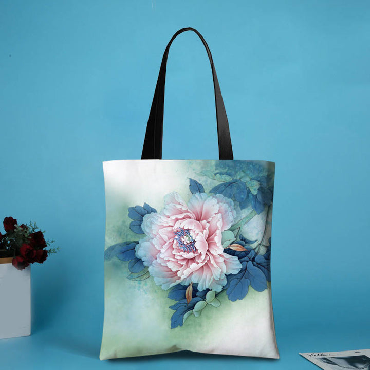 Sac à bandoulière en toile fait main de grande capacité avec Buddha Stones et libellule