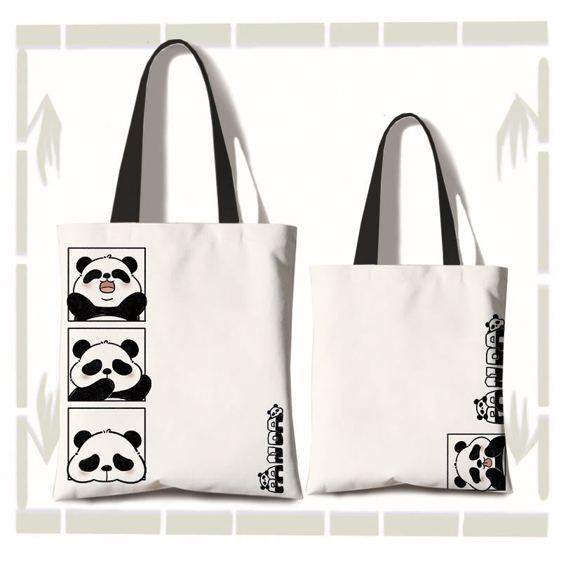 Sac à bandoulière en toile fait main de grande capacité avec Buddha Stones , sac de courses mignon en forme de panda