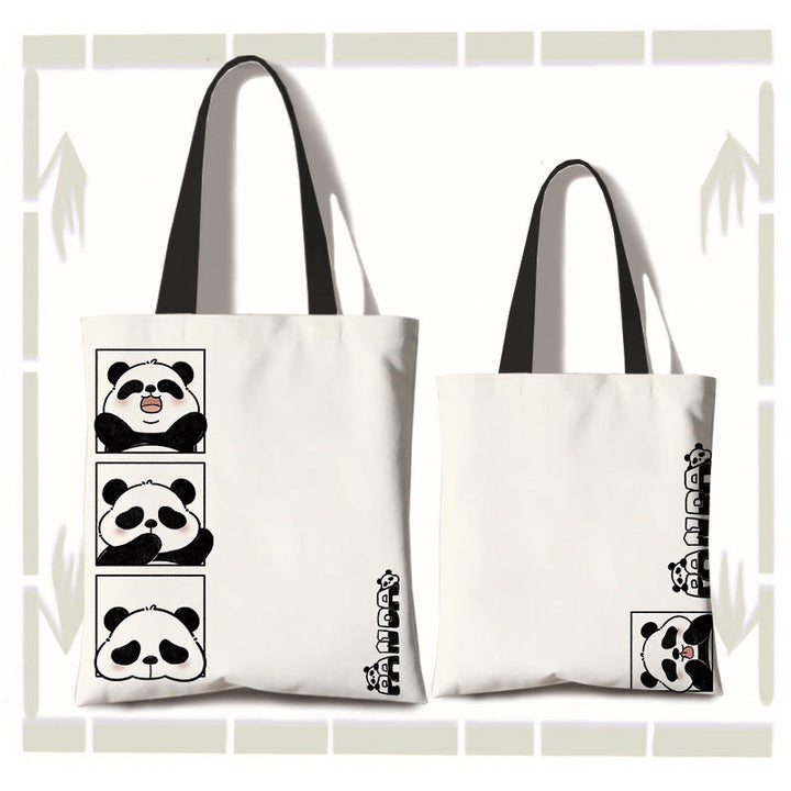 Sac à bandoulière en toile fait main de grande capacité avec Buddha Stones , sac de courses mignon en forme de panda