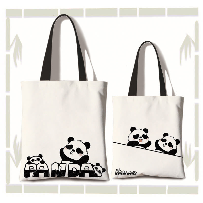 Sac à bandoulière en toile fait main de grande capacité avec Buddha Stones , sac de courses mignon en forme de panda