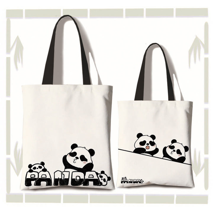 Sac à bandoulière en toile fait main de grande capacité avec Buddha Stones , sac de courses mignon en forme de panda