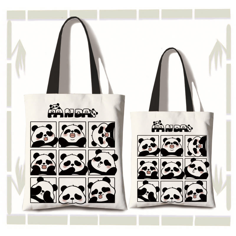 Sac à bandoulière en toile fait main de grande capacité avec Buddha Stones , sac de courses mignon en forme de panda