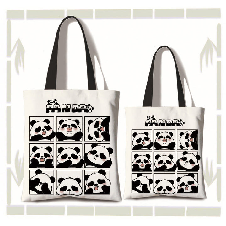 Sac à bandoulière en toile fait main de grande capacité avec Buddha Stones , sac de courses mignon en forme de panda