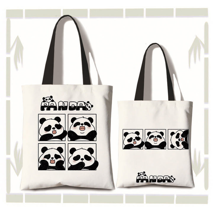 Sac à bandoulière en toile fait main de grande capacité avec Buddha Stones , sac de courses mignon en forme de panda