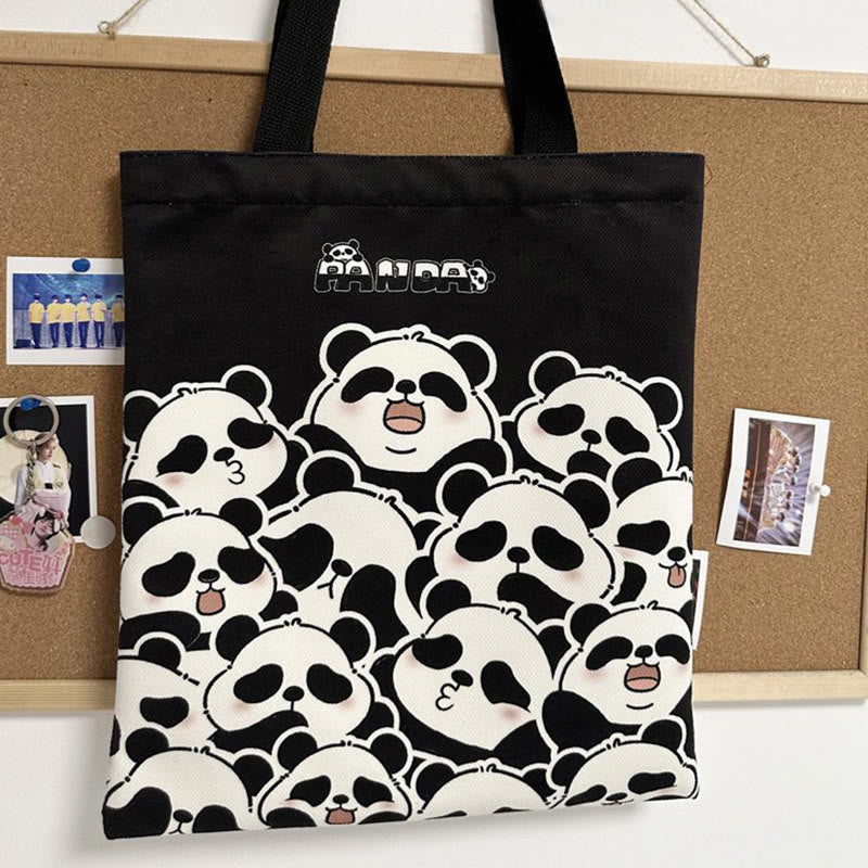 Sac à bandoulière en toile de grande capacité fait main avec Buddha Stones , motif panda mignon