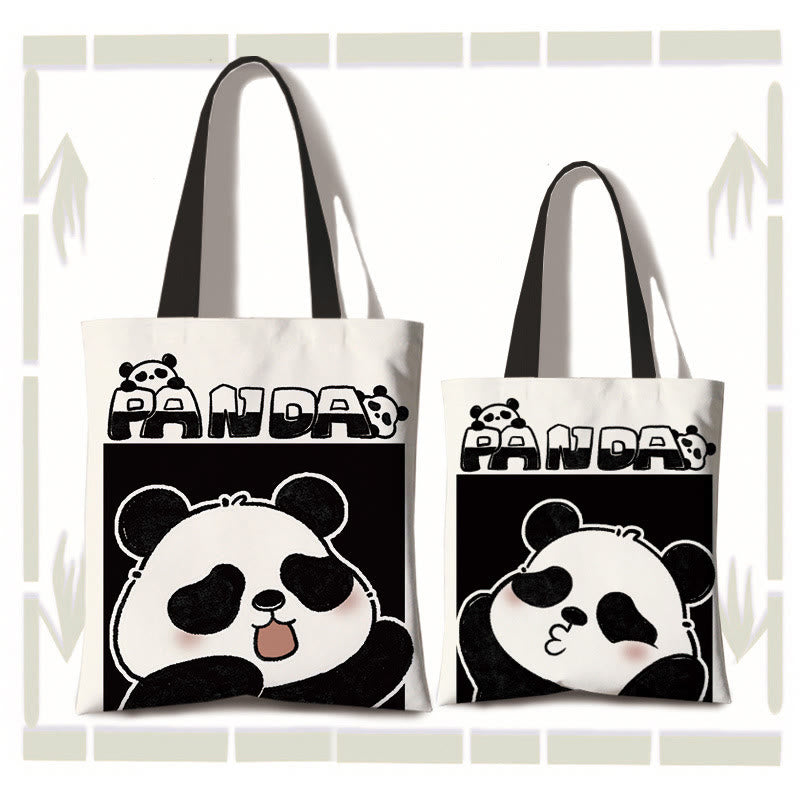 Sac à bandoulière en toile de grande capacité fait main avec Buddha Stones , motif panda mignon