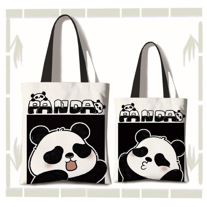 Sac à bandoulière en toile de grande capacité fait main avec Buddha Stones , motif panda mignon