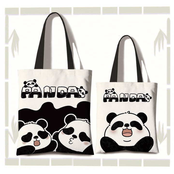 Sac à bandoulière en toile de grande capacité fait main avec Buddha Stones , motif panda mignon