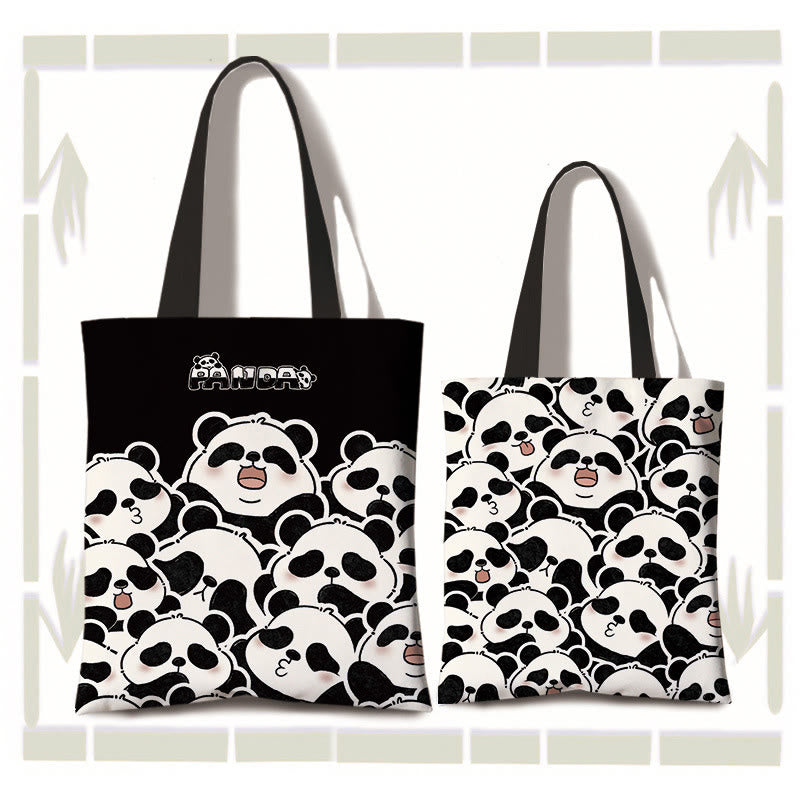 Sac à bandoulière en toile de grande capacité fait main avec Buddha Stones , motif panda mignon