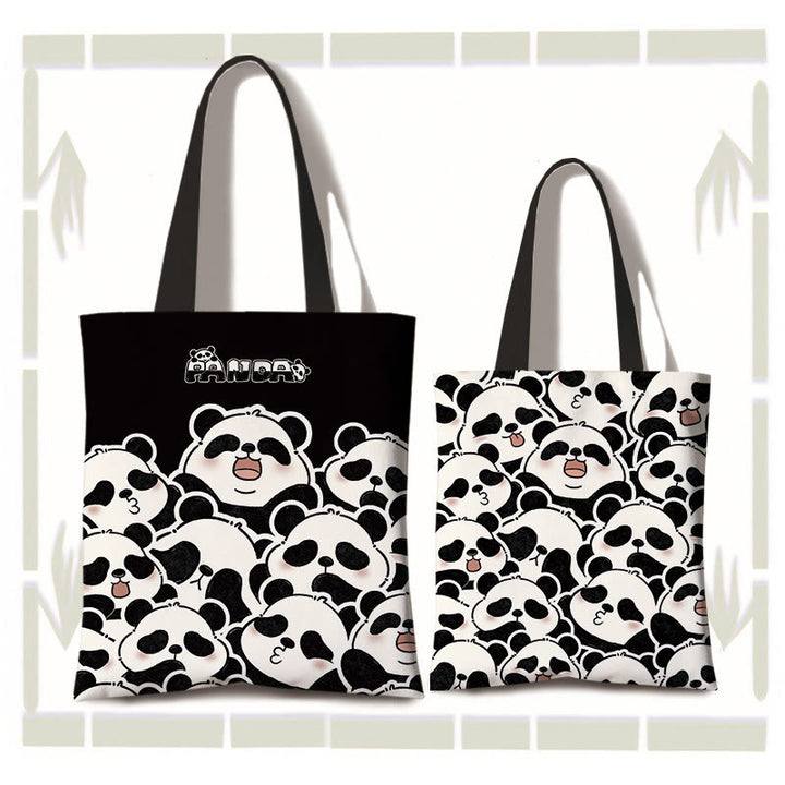 Sac à bandoulière en toile de grande capacité fait main avec Buddha Stones , motif panda mignon