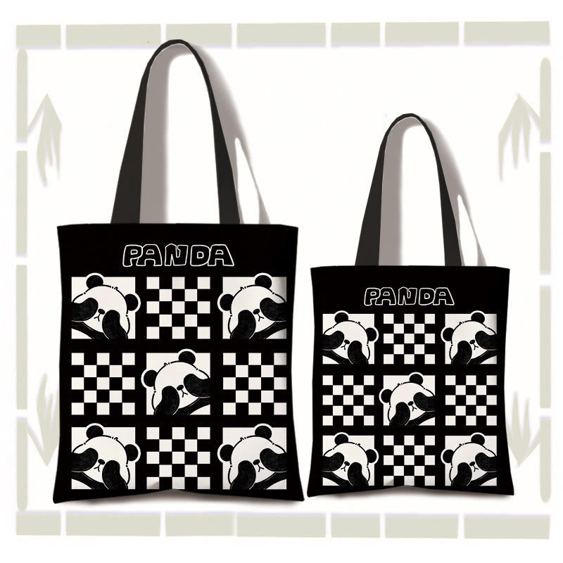 Sac à bandoulière en toile de grande capacité fait main avec Buddha Stones , motif panda mignon