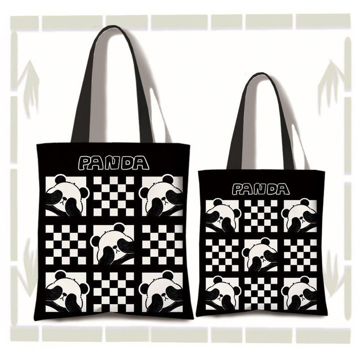 Sac à bandoulière en toile de grande capacité fait main avec Buddha Stones , motif panda mignon
